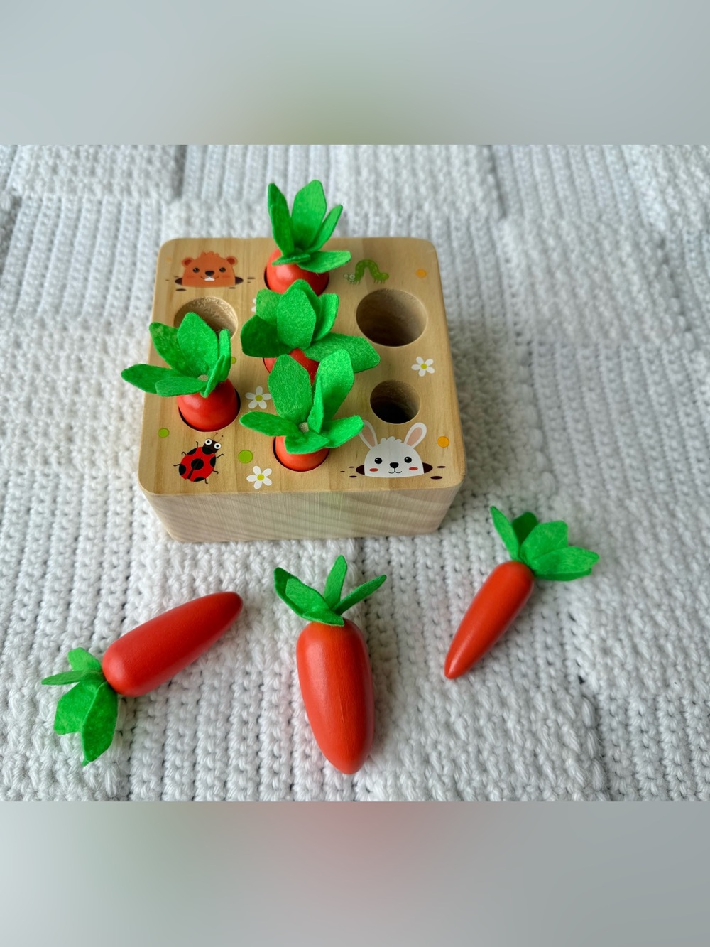 Montessori wooden carrot harvest game